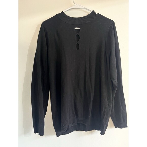 Torrid Long Sleeve Pullover 3 Keyhole Neck Fitted Sweater Black Women's Size 3 - Picture 1 of 5
